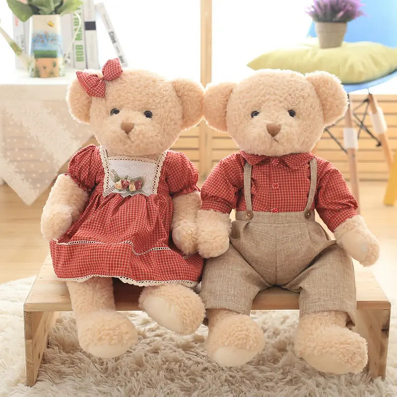 Giant Couple Plush Teddy Bears-Cute Boy & Girl Set in Matching Clothes