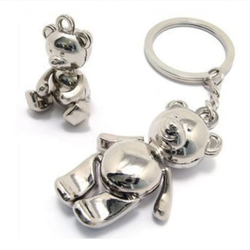 Metal Teddy Bear Keychain – Stylish Pendant for Bags & Car Keys (Unisex Gift)