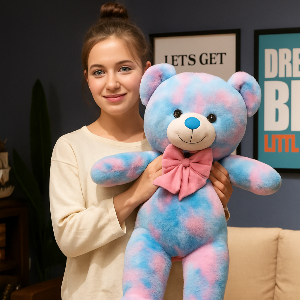 Large Colorful Teddy Bear Plush – 60cm Soft and Cuddly Gift for All Ages