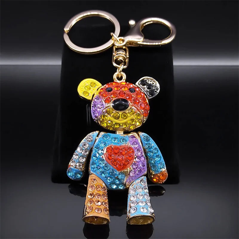 Colorful Crystal Big Bear Keychain – Rhinestone Bag Charm & Jewelry Accessory