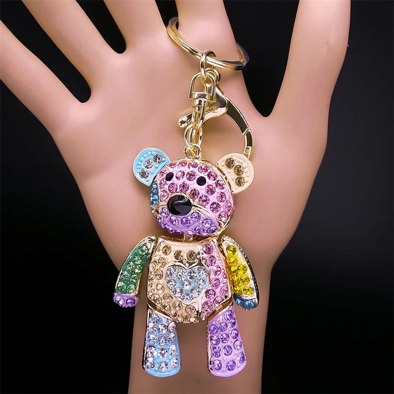 Colorful Crystal Big Bear Keychain – Rhinestone Bag Charm & Jewelry Accessory