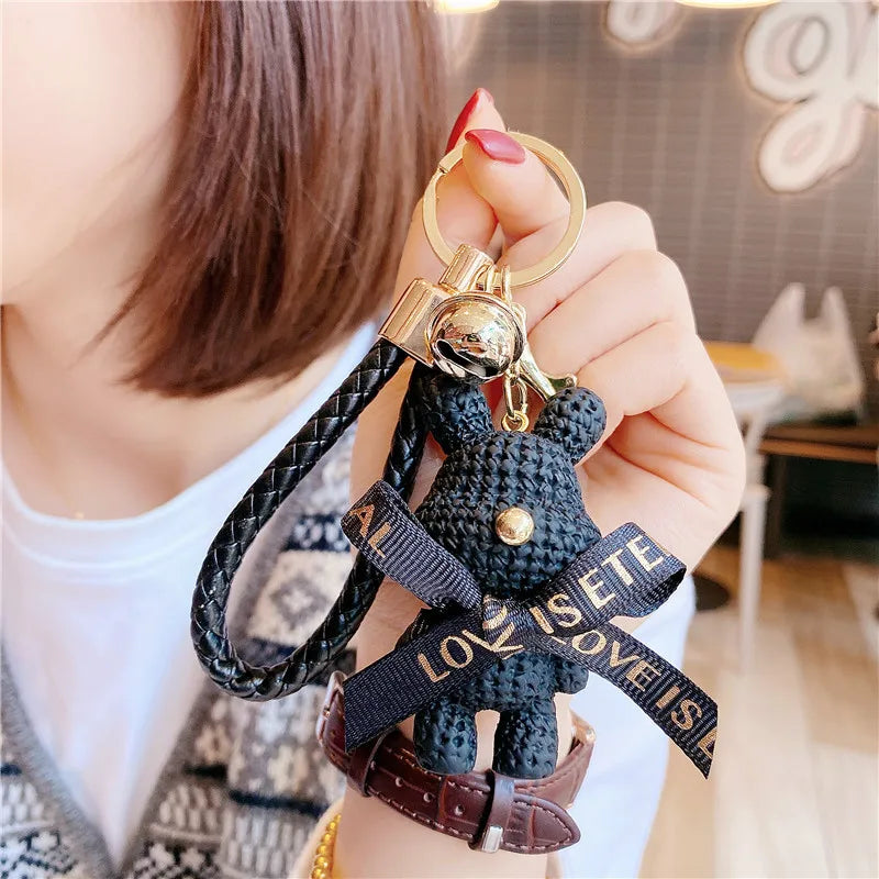 Cute Resin Bear Keychain – Bow, Bell & Bunny Charm Pendant for Bags & Keys