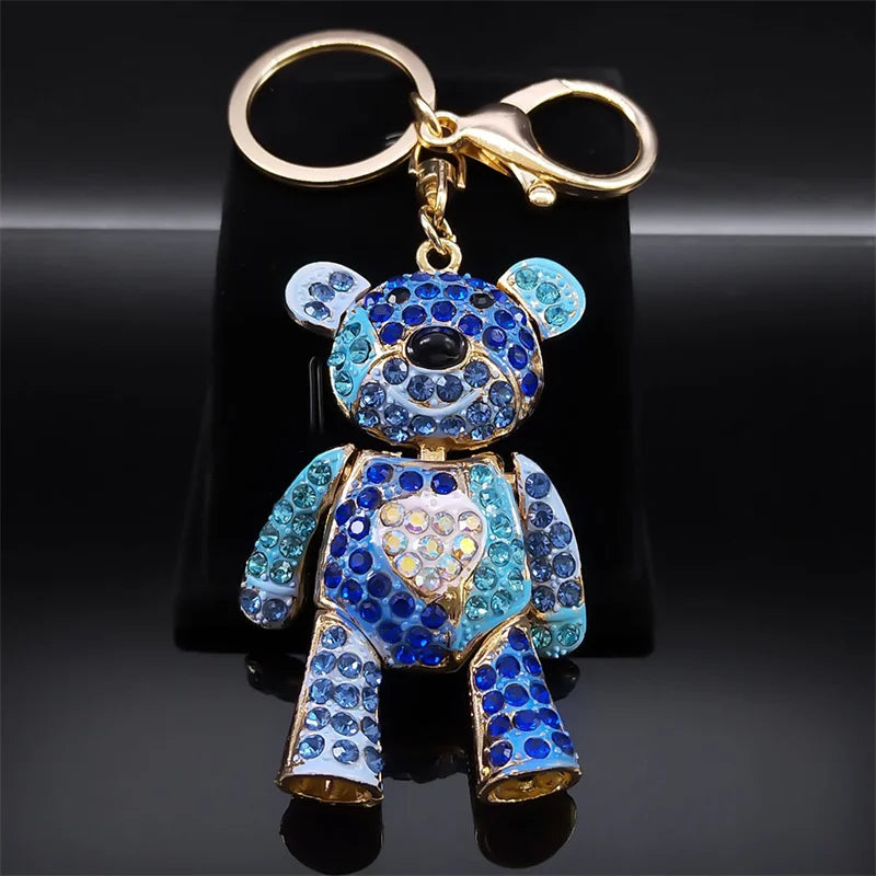 Colorful Crystal Big Bear Keychain – Rhinestone Bag Charm & Jewelry Accessory