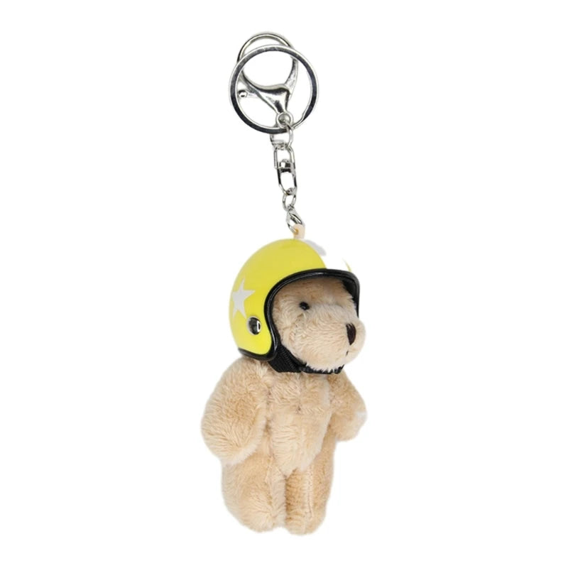 Lovely Helmeted Bear Plush Keychain