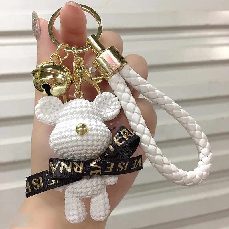 Cute Resin Bear Keychain – Bow, Bell & Bunny Charm Pendant for Bags & Keys