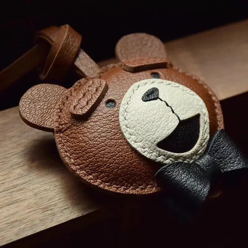 Handmade Sheepskin Teddy Bear Keychain – Unique Bag Pendant & Gift for Girls