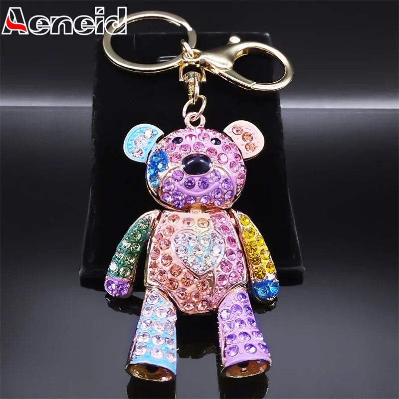 Colorful Crystal Big Bear Keychain – Rhinestone Bag Charm & Jewelry Accessory