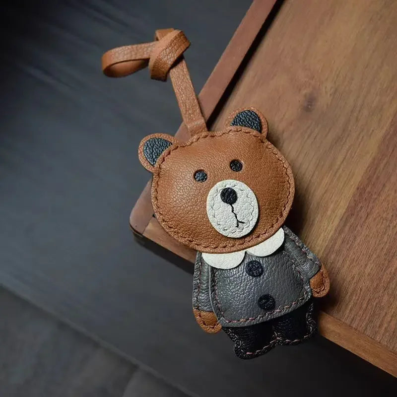 Handmade Sheepskin Teddy Bear Keychain – Unique Bag Pendant & Gift for Girls