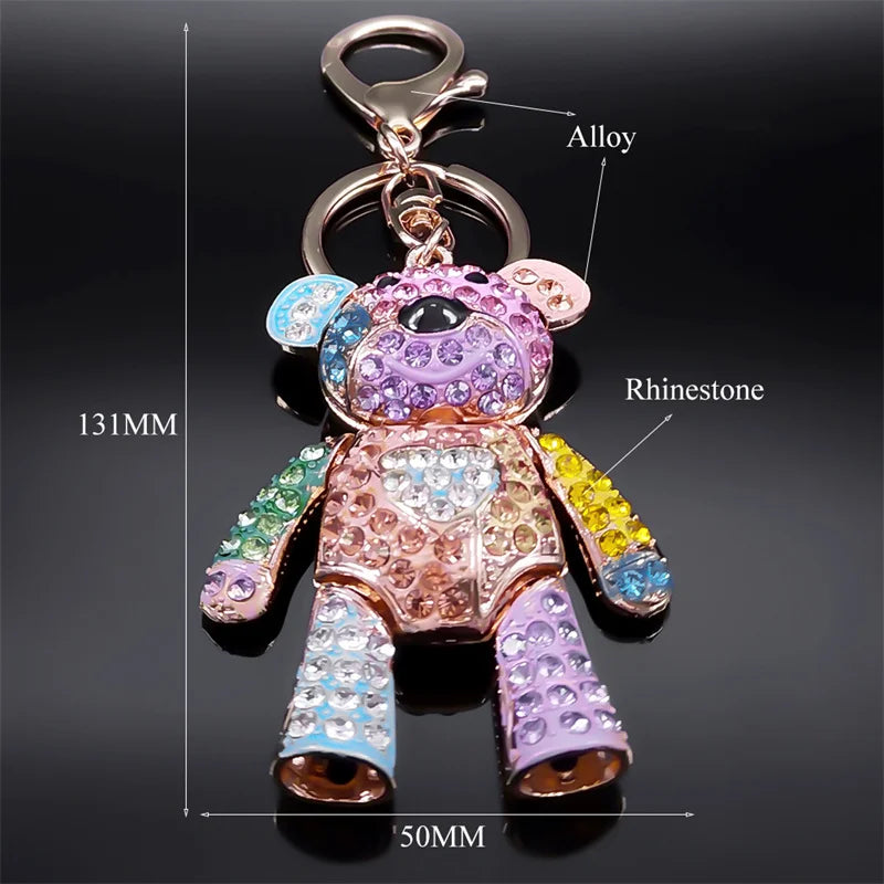 Colorful Crystal Big Bear Keychain – Rhinestone Bag Charm & Jewelry Accessory