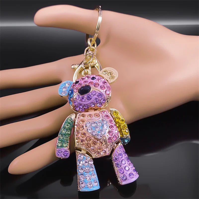 Colorful Crystal Big Bear Keychain – Rhinestone Bag Charm & Jewelry Accessory