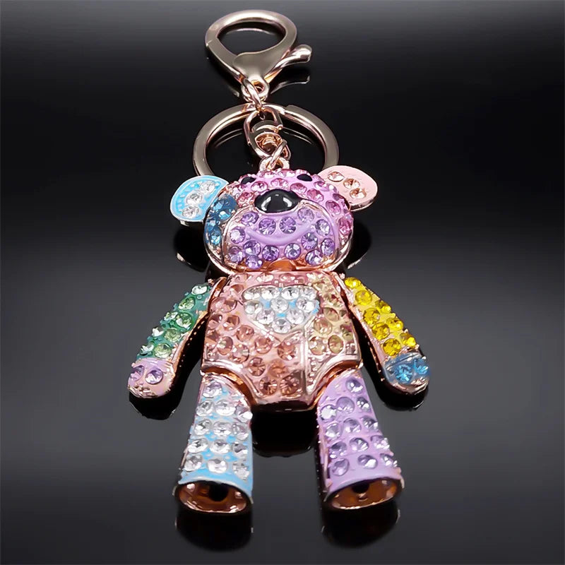 Colorful Crystal Big Bear Keychain – Rhinestone Bag Charm & Jewelry Accessory