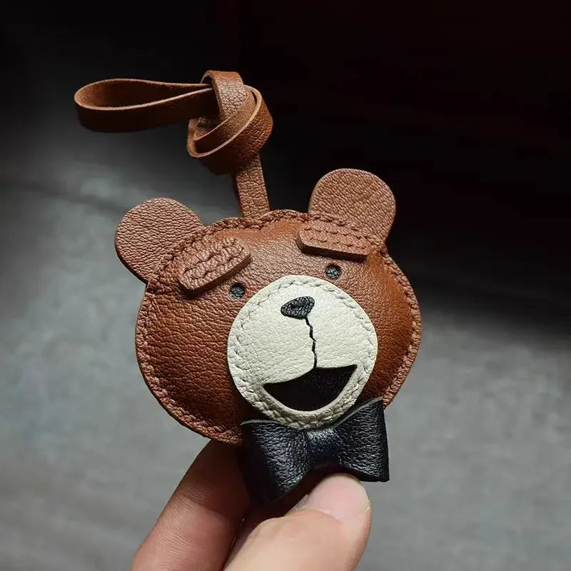 Handmade Sheepskin Teddy Bear Keychain – Unique Bag Pendant & Gift for Girls