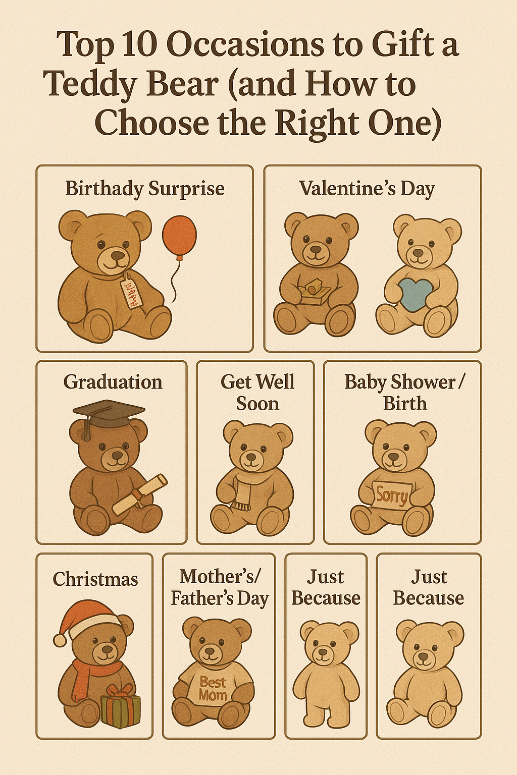 🎁 Top 10 Occasions to Gift a Teddy Bear (and How to Choose the Right One)