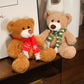 35cm Brown & White Bear Plush Doll – Christmas Gift Bear with Scarf 