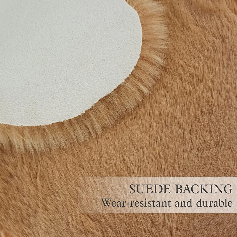 Teddy Bear Shaped Fluffy Rug – Soft Faux Rabbit Fur Mat for Kids' Room, Nursery & Living Room