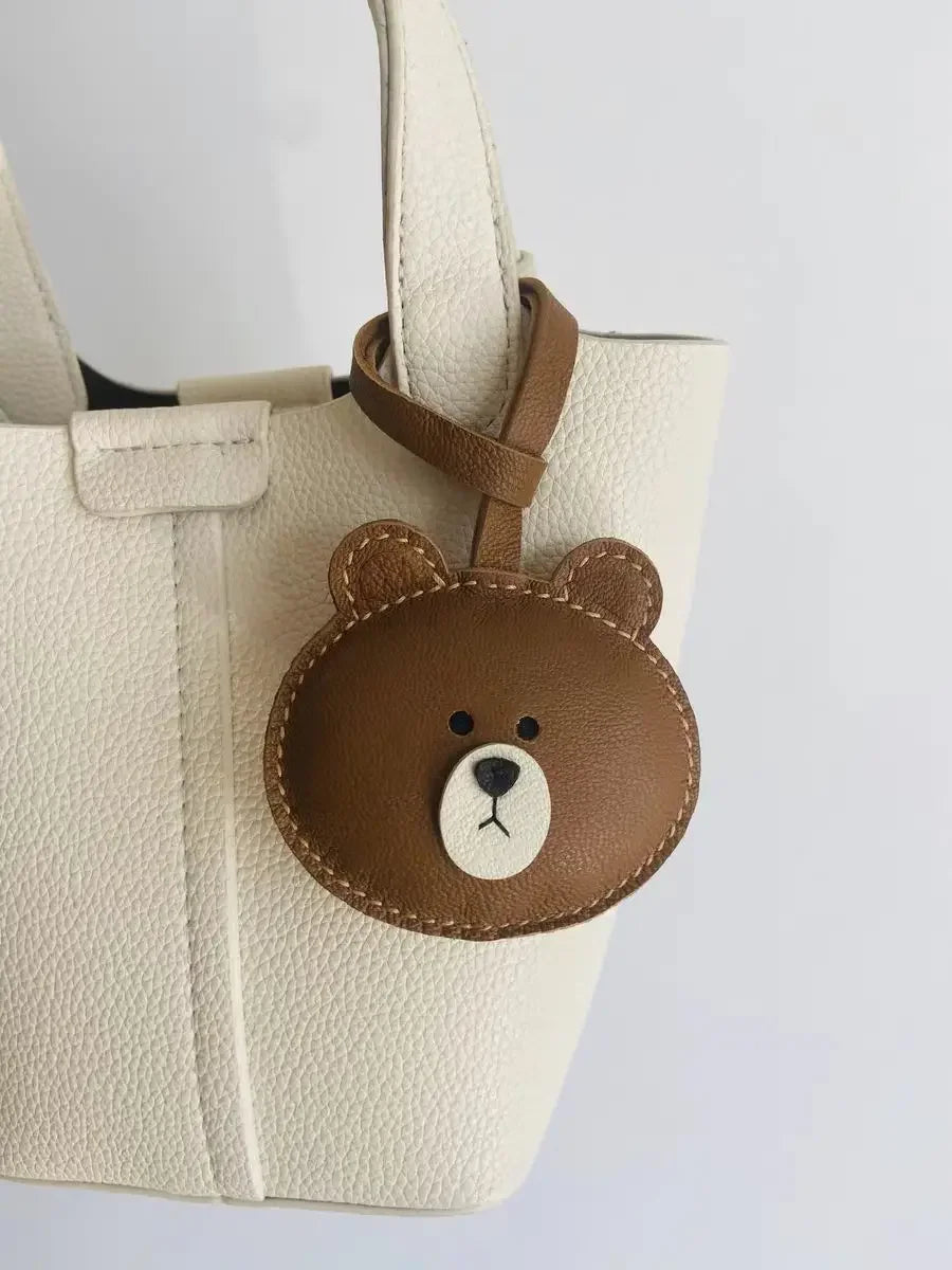 Handmade Sheepskin Teddy Bear Keychain – Unique Bag Pendant & Gift for Girls
