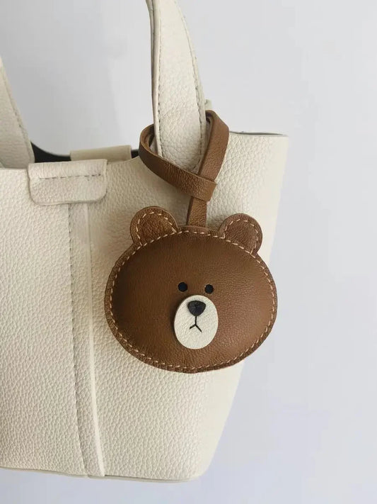 Handmade Sheepskin Teddy Bear Keychain – Unique Bag Pendant & Gift for Girls