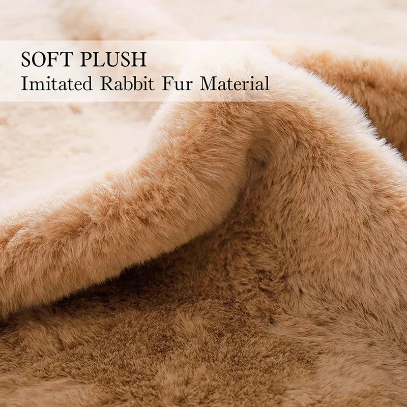 Teddy Bear Shaped Fluffy Rug – Soft Faux Rabbit Fur Mat for Kids' Room, Nursery & Living Room