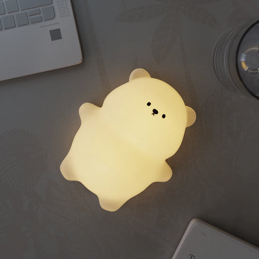 Novelty Lying Bear Night Light 7 Colors Dimmable Kawaii Sleeping Nightlights Touch Control beside Lamp for Kids Room Decor