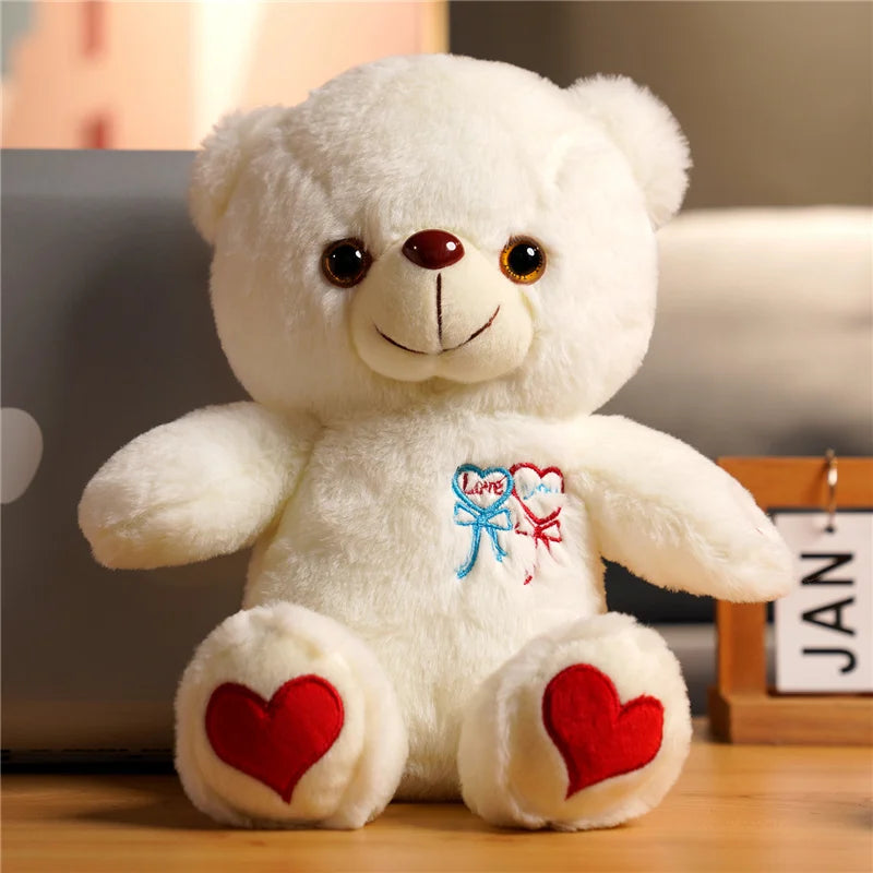 30cm Light-up Teddy Bear Light-up plush toy with bow, rose and heart of your choice