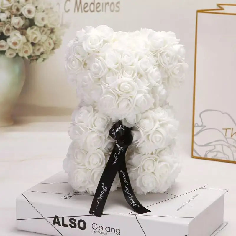 25cm Artificial Rose Teddy Bear with Gift Box – Romantic Valentine’s Gift