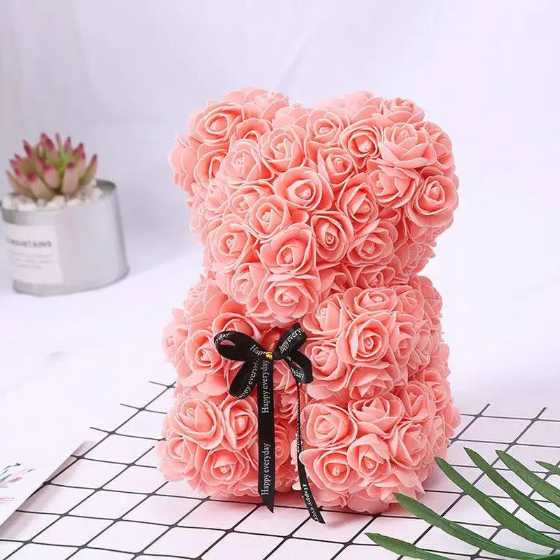 25cm Artificial Rose Teddy Bear with Gift Box – Romantic Valentine’s Gift