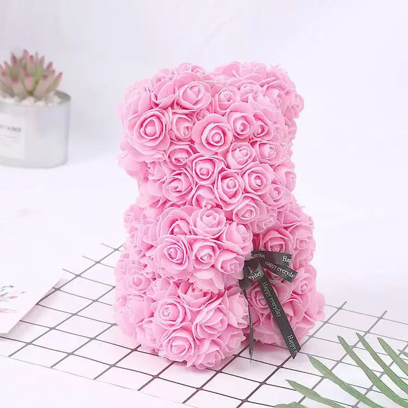 25cm Artificial Rose Teddy Bear with Gift Box – Romantic Valentine’s Gift