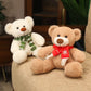  35cm Brown & White Bear Plush Doll – Christmas Gift Bear with Scarf 