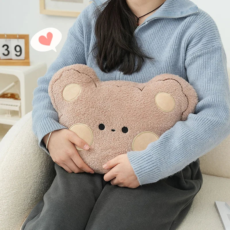 Steam Velvet 3D Teddy Bear Pillow – Soft Cartoon Cushion for Sofa & Office