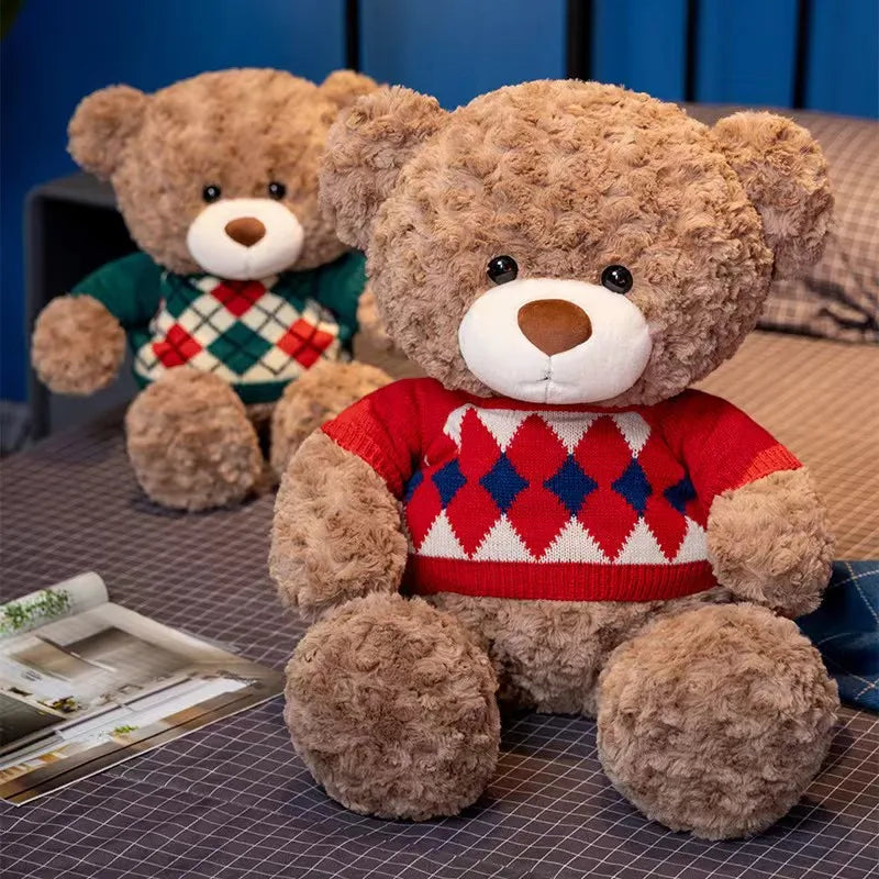 45/55Cm Cute Sweater Bear Plush Toy Hugging Bear Doll Boys Girls Birthday Gift Cute Sleeping Companion Bear Toys Doll