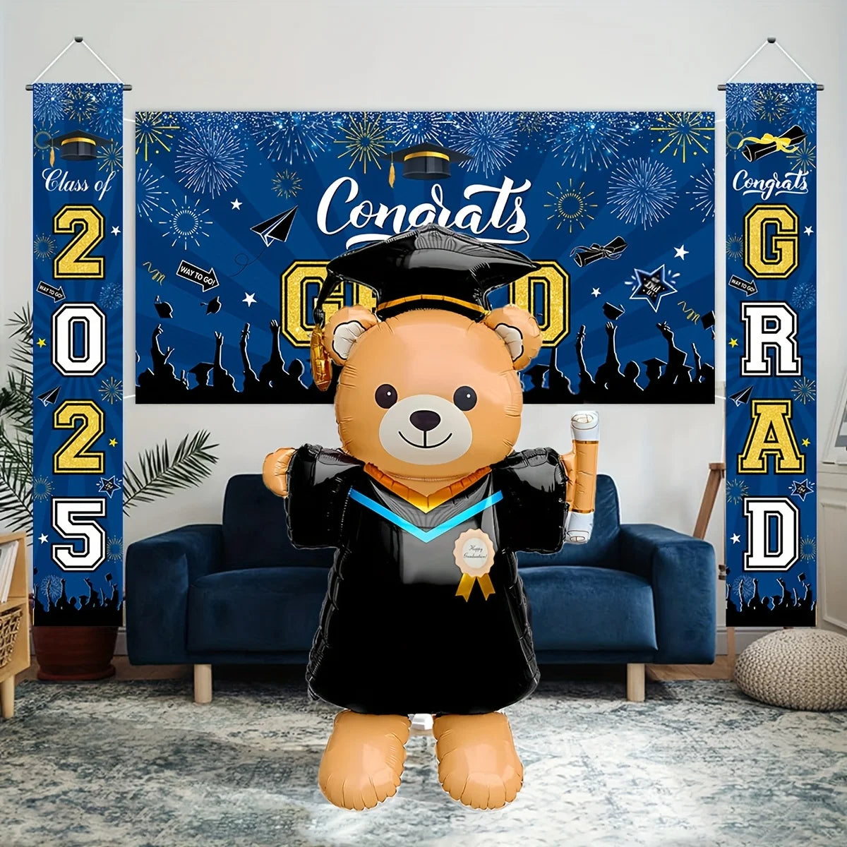 155cm Graduation Teddy Bear Foil Balloon – Giant Party Decoration for School Events & Celebrations