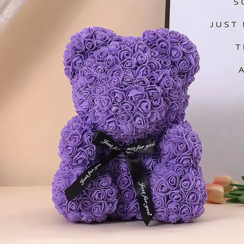 25cm Artificial Rose Teddy Bear with Gift Box – Romantic Valentine’s Gift