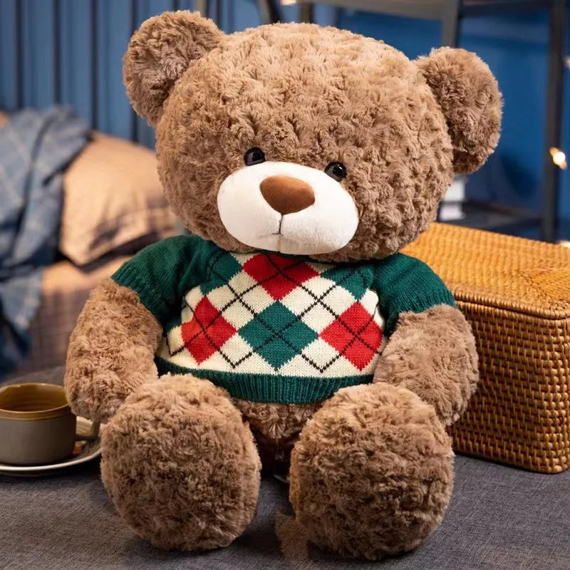 45/55Cm Cute Sweater Bear Plush Toy Hugging Bear Doll Boys Girls Birthday Gift Cute Sleeping Companion Bear Toys Doll