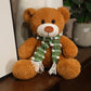  35cm Brown & White Bear Plush Doll – Christmas Gift Bear with Scarf 