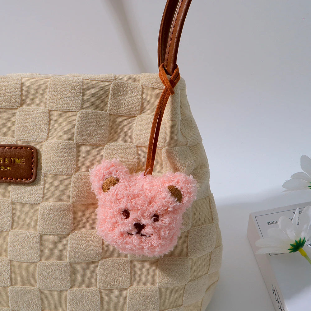Bear Keychain with Name Tag – Cute Bag Charm & Anti-Loss Pendant Pink