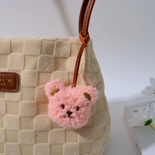 Bear Keychain with Name Tag – Cute Bag Charm & Anti-Loss Pendant Pink