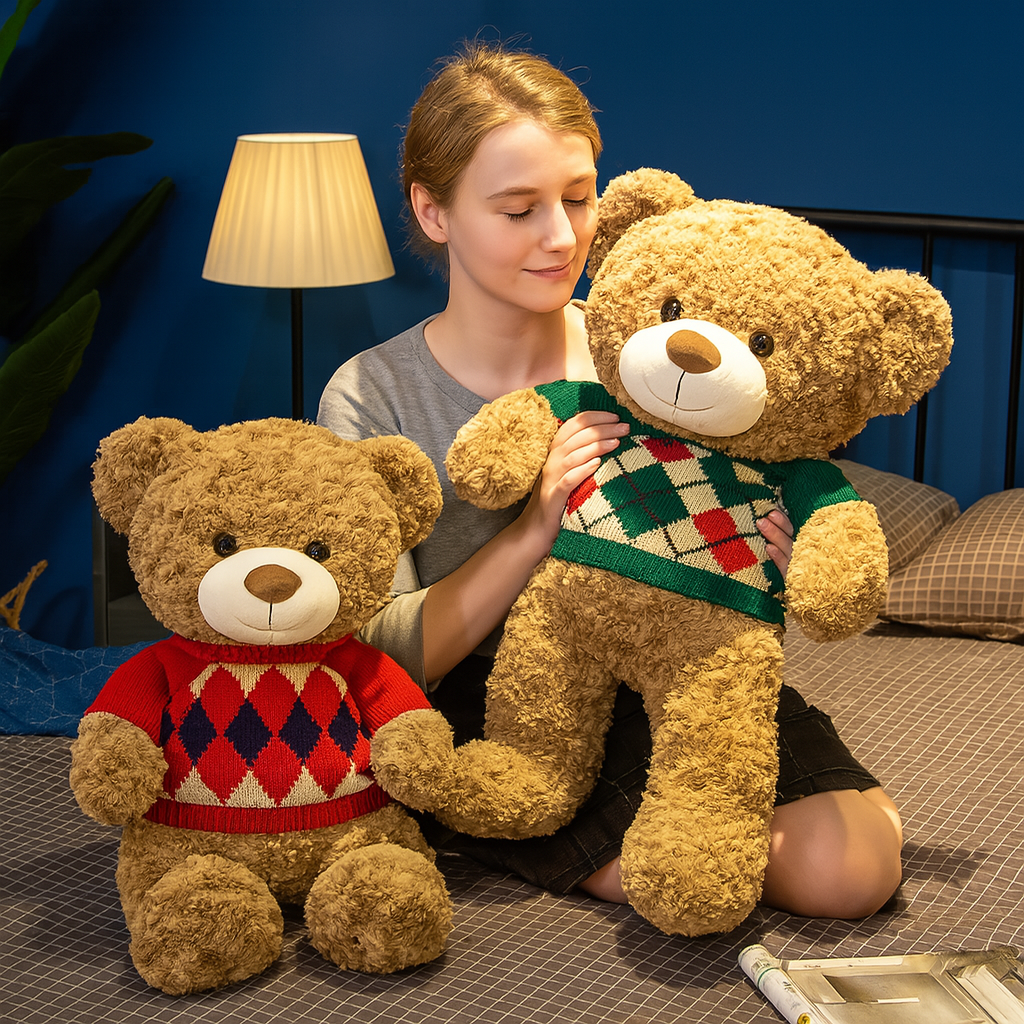 45/55Cm Cute Sweater Bear Plush Toy Hugging Bear Doll Boys Girls Birthday Gift Cute Sleeping Companion Bear Toys Doll