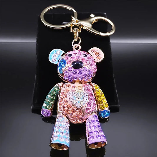 Colorful Crystal Big Bear Keychain – Rhinestone Bag Charm & Jewelry Accessory