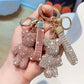 Diamond-Encrusted Teddy Bear Keychain – Luxury Sparkling Bag & Car Charm