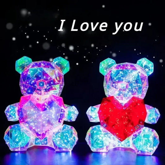 LED Light-Up Teddy Bear – Romantic Surprise Plush Lamp with Red Heart