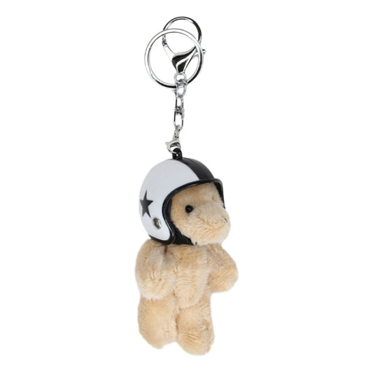 Lovely Helmeted Bear Plush Keychain