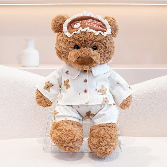 Pajama Teddy Bear Plush – Available in 35cm & 50cm with Eye Mask