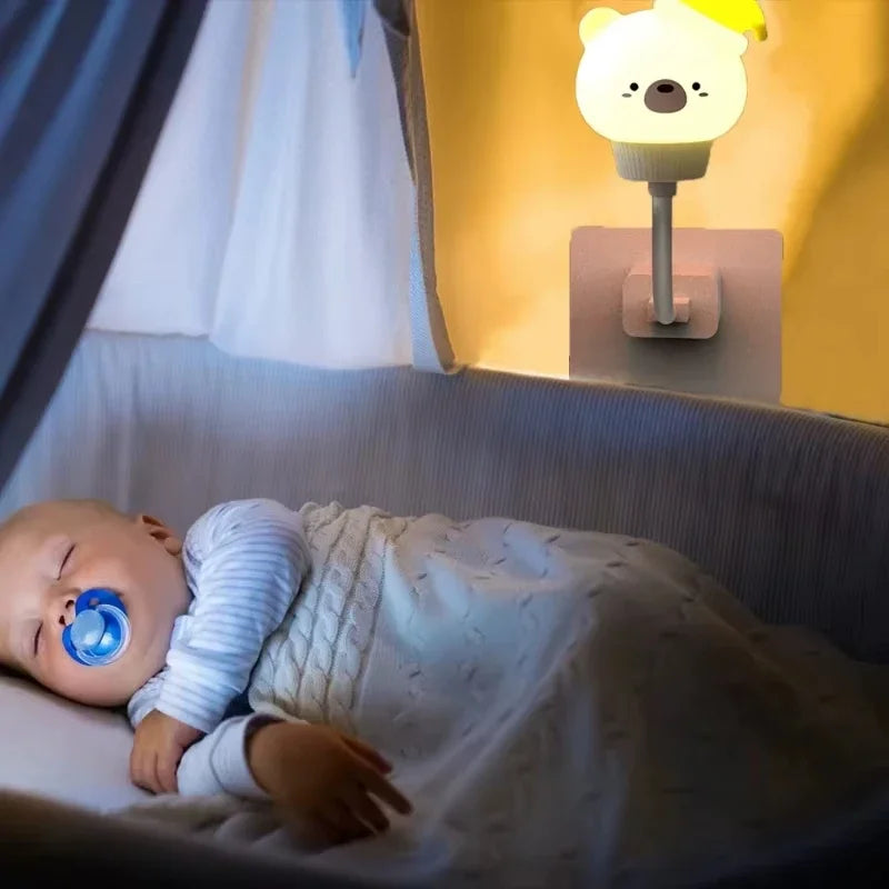 USB LED Night Light – Cute Cartoon Bear Lamp with Remote Control