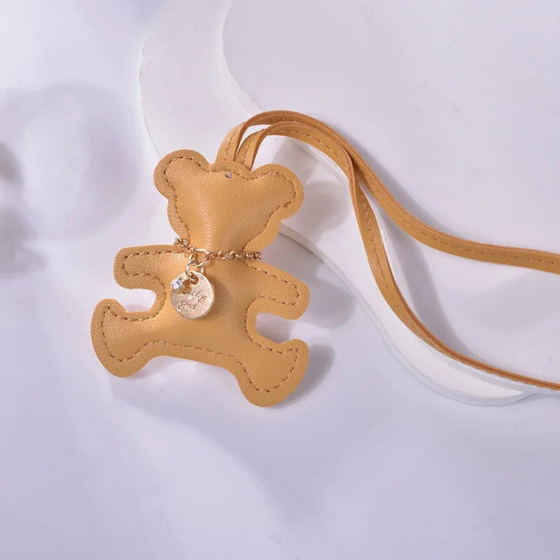 Cute PU Leather Bear Keychain – Fashion Bag Charm & Mirror Pendant for Women