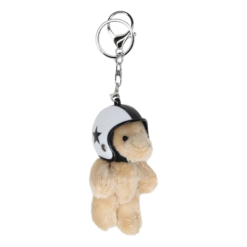Lovely Helmeted Bear Plush Keychain