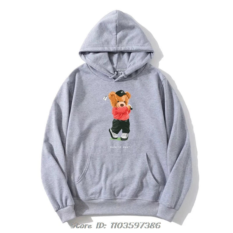Basketball Teddy Bear Hoodie – Unisex Streetwear Pullover | Casual Cotton Sweatshirt 