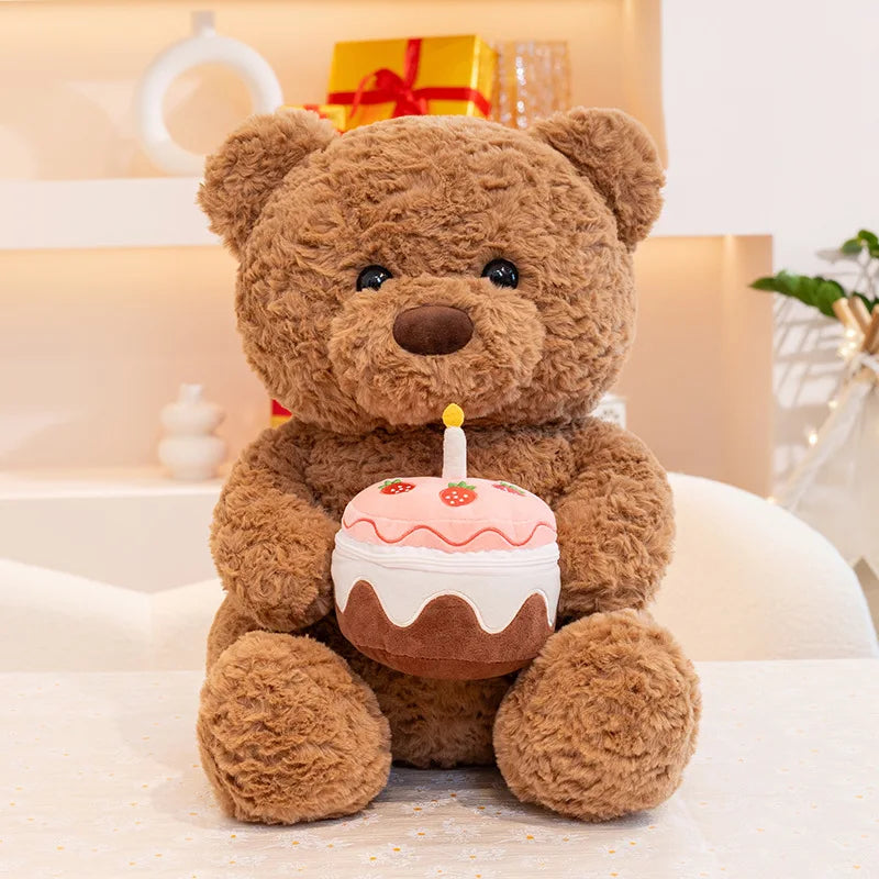 Warm Hearted Teddy Bear with Gift, Cake or Bouquet – Soft Plush Toy in Sweater for Girlfriend, Valentine's Day & Special Occasions