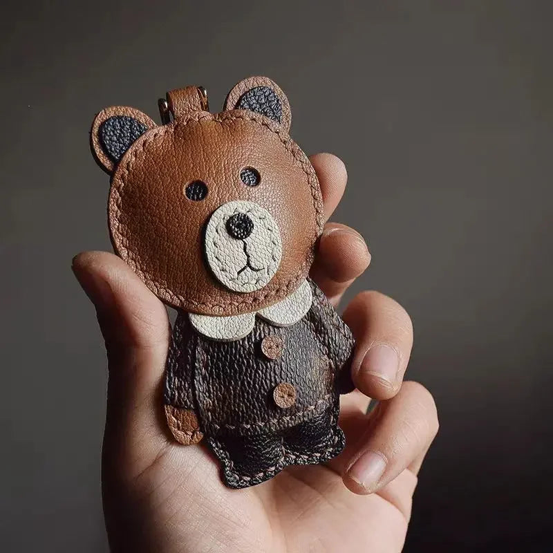 Handmade Sheepskin Teddy Bear Keychain – Unique Bag Pendant & Gift for Girls