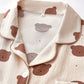 Cozy Teddy Bear Print Pajama Set for Women – Long Sleeve Lapel Top & Elastic Pants | Soft, Button-Up Sleepwear for Autumn