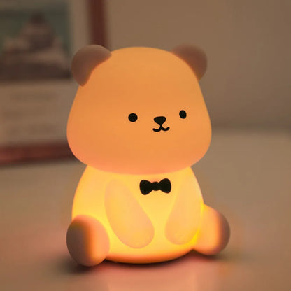 Silicone Teddy Bear Night Light – 3-Level Dimmable Nursery Lamp for Kids Bedroom
